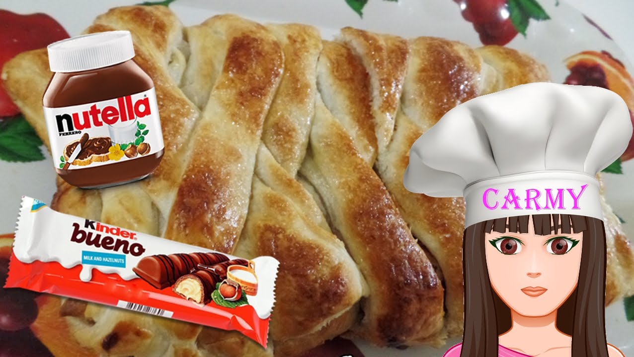 Treccia di pasta sfoglia con Kinder Bueno e Nutella!Ricetta di Carmy