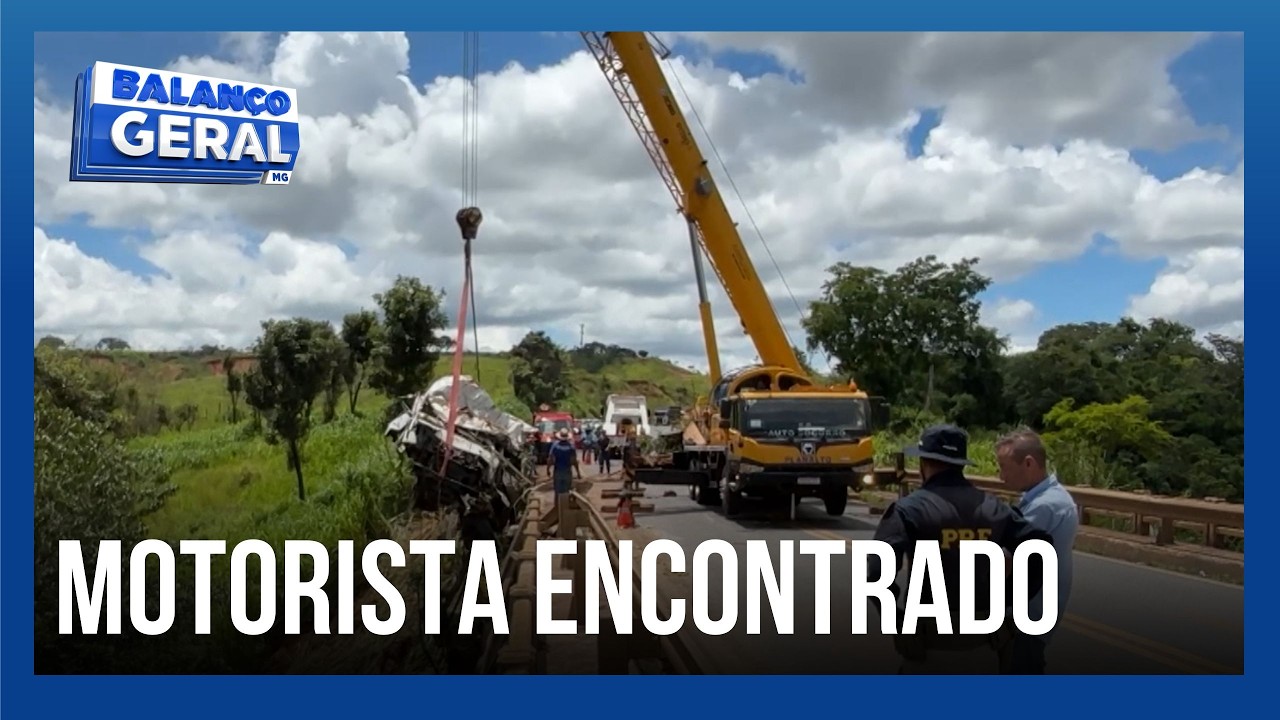 Força-tarefa: corpo de motorista é encontrado após carreta cair de ponte na BR-365