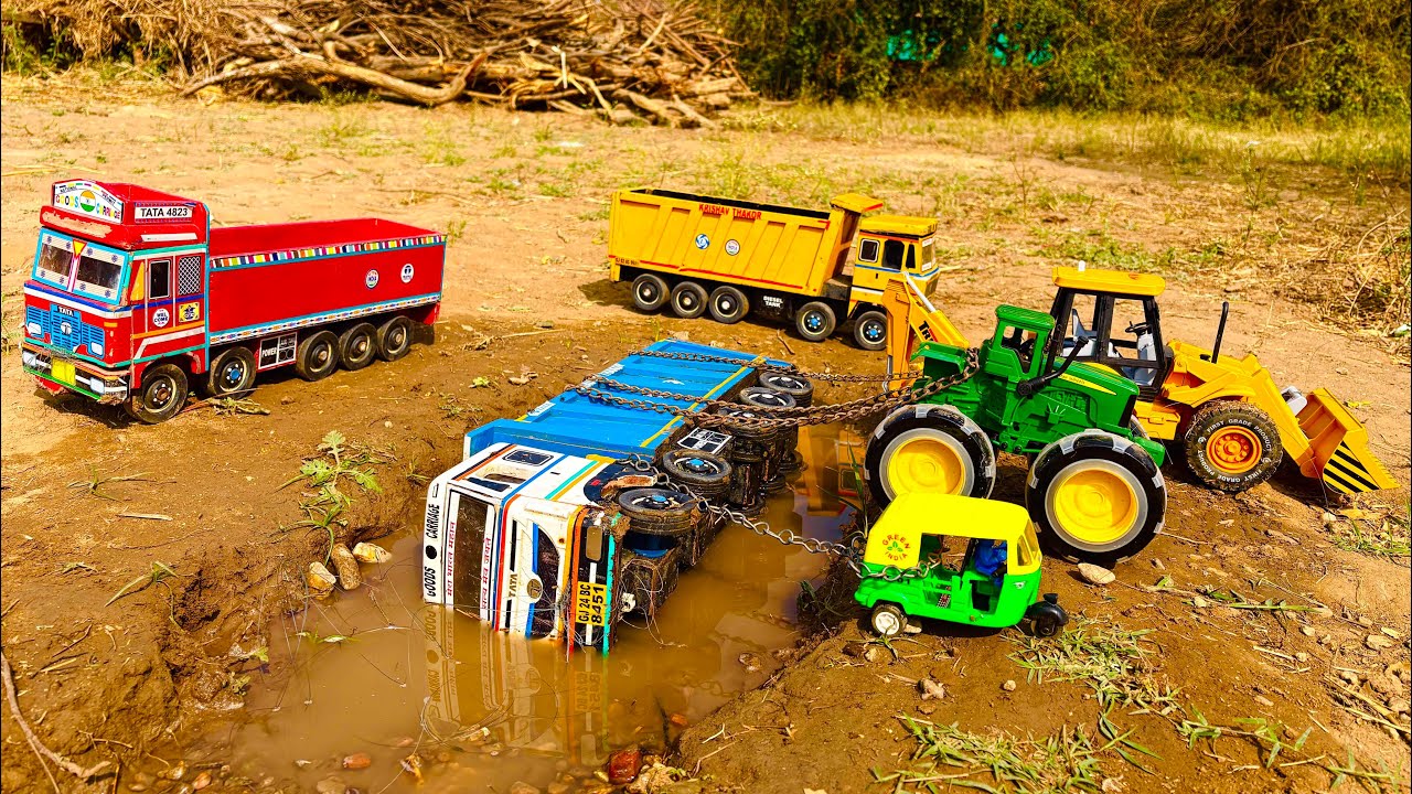 Tata Dumper 4825 Tata Truck 4723 Accident Pulling Out 3D Jcb Auto Riksha John Deere Tractor 