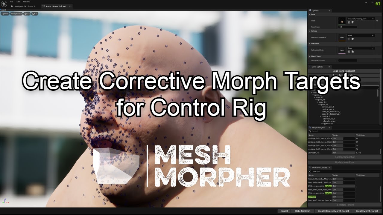 Create Corrective Morph Targets for Control Rig with Mesh Morpher