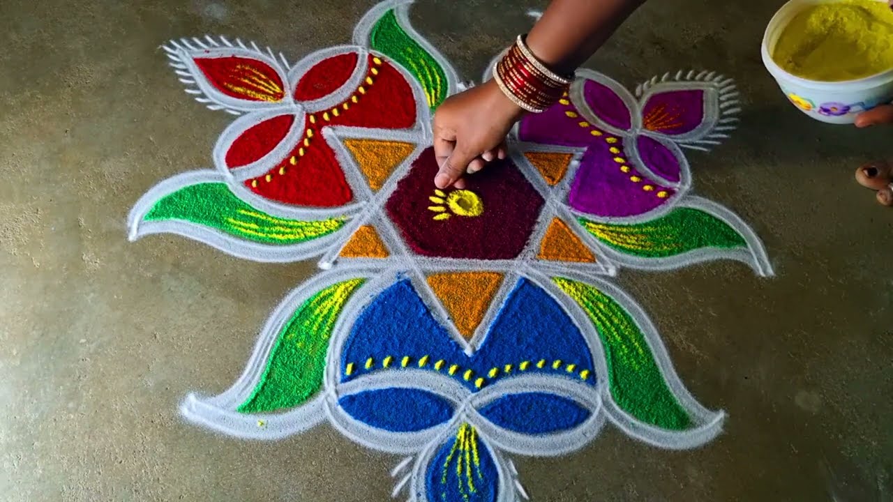 Karthigai madham 3*2 simple villaku rangoli kolam  Karthika masam diya muggulu newyear kolangal