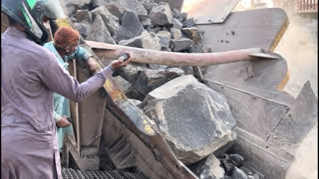 “Giant Rocks Dumped Into Crusher Machine 😱 | Most Satisfying Stone Crushing Process Ever #stone