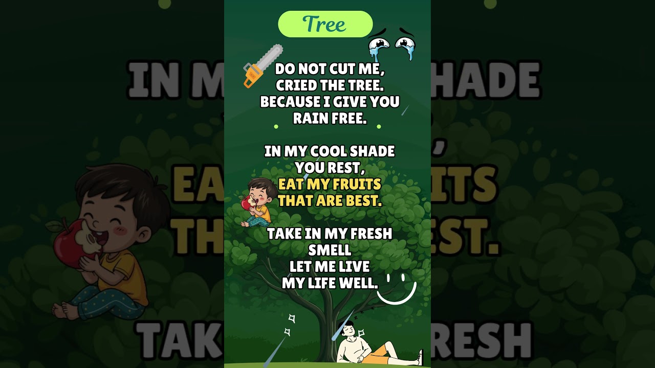 Do not cut me cried the Tree Poem for Kids | tree poem | Poems for kids in English