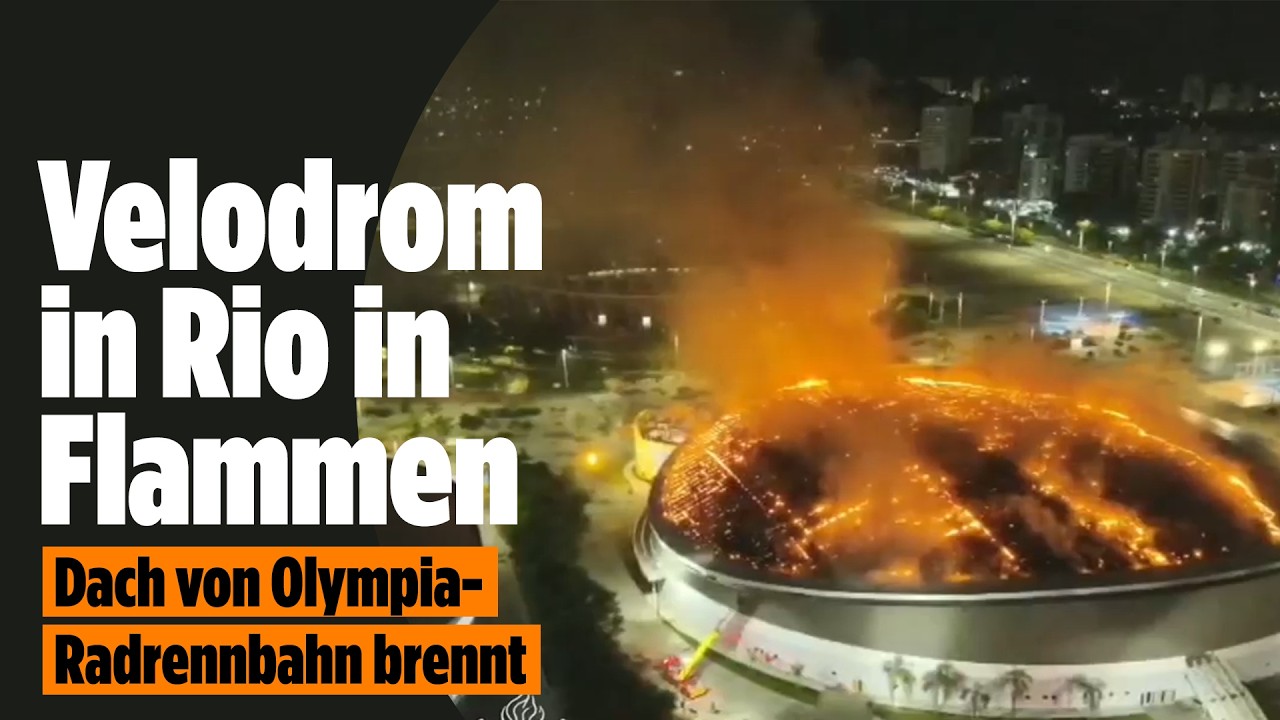 Dach von Olympia-Radrennbahn brennt: Velodrom in Rio in Flammen