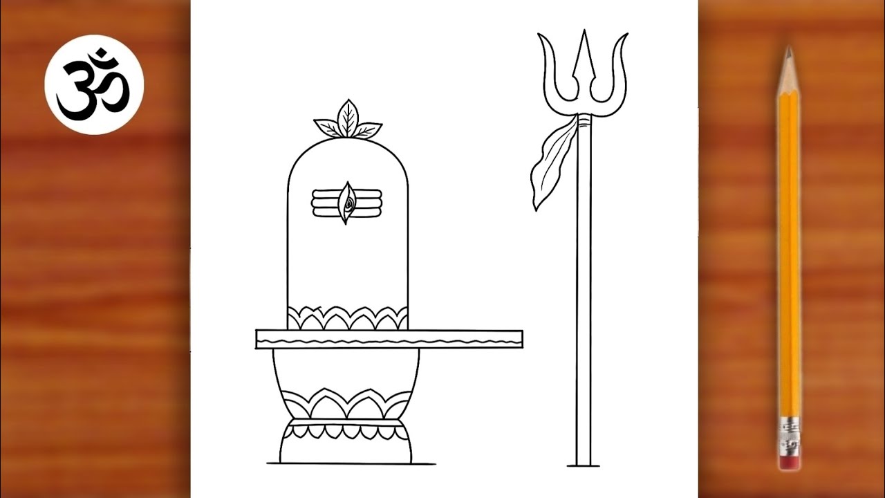 How To Draw Shivling with Trishul || Easy God Drawing || Shivling Sketch step by step 