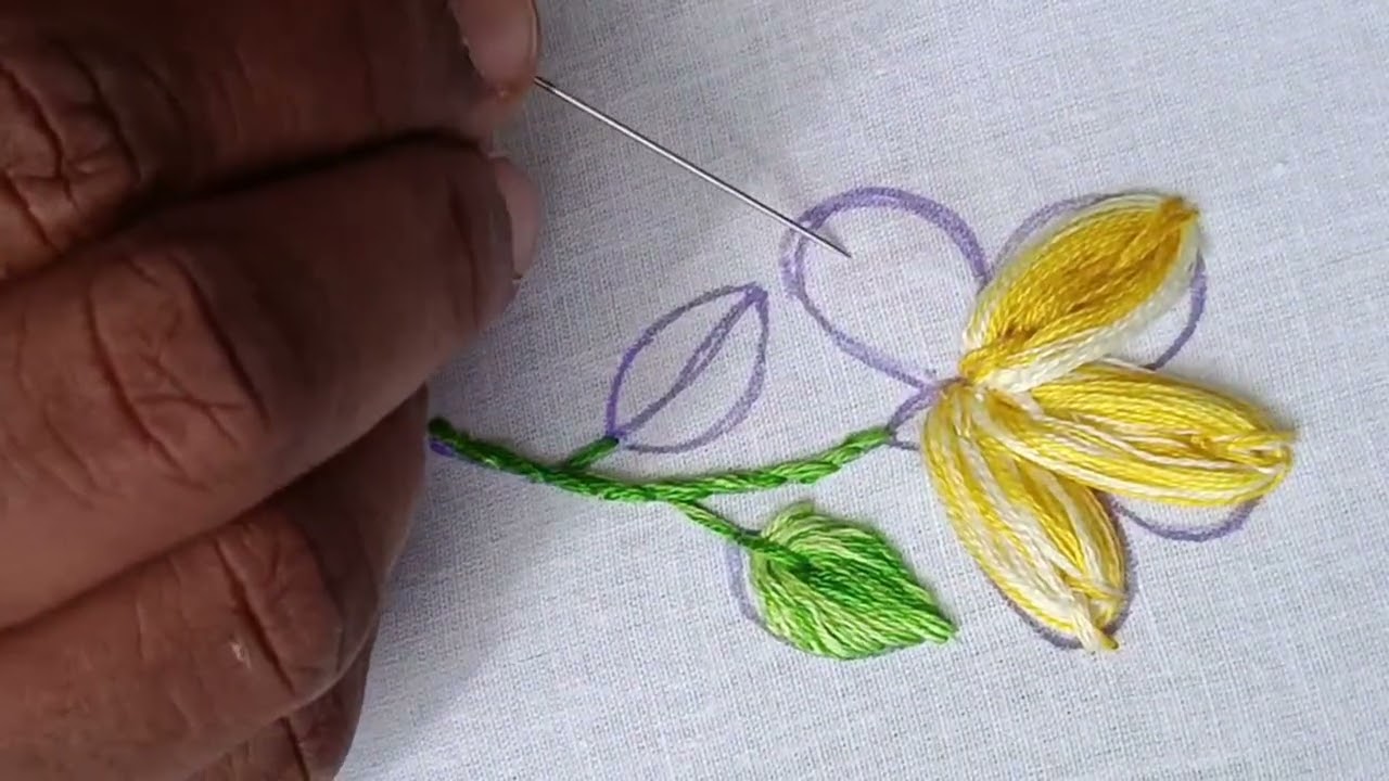 Highlight 23:29 – 28:29 from Live flower embroidery tutorial .Handembroidery tutorial.