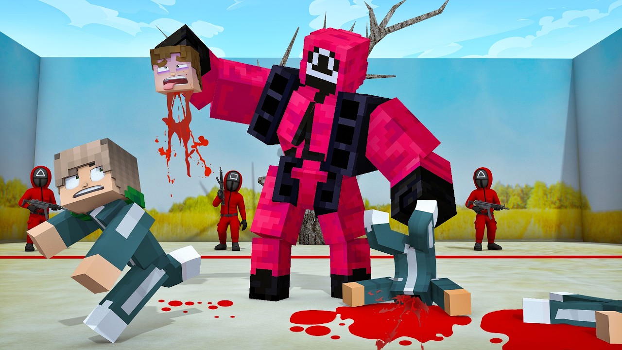 JOGUEI ROUND 6  CONTRA O SOLDADO ROSA MUTANTE no MINECRAFT!