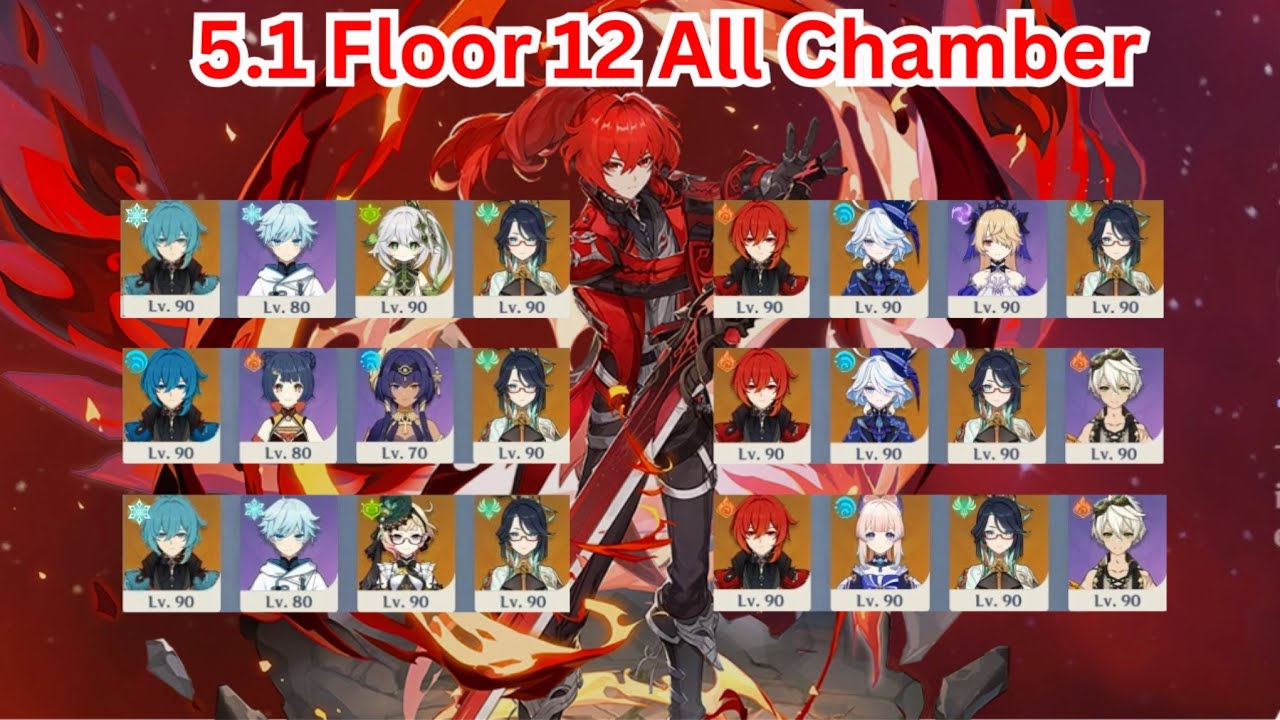 Diluc Plunge All Chamber 5.1 Spiral Abyss Floor 12 | Genshin Impact