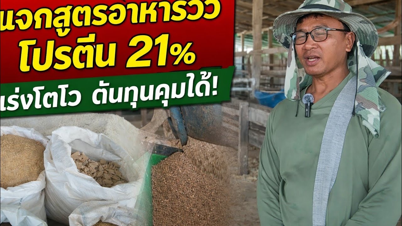 แจกสูตรอาหารวัวขุน โปรตีนสูงถึง 21% เร่งโต อ้วนเร็ว #ฟาร์มวัว #อาหารวัว 