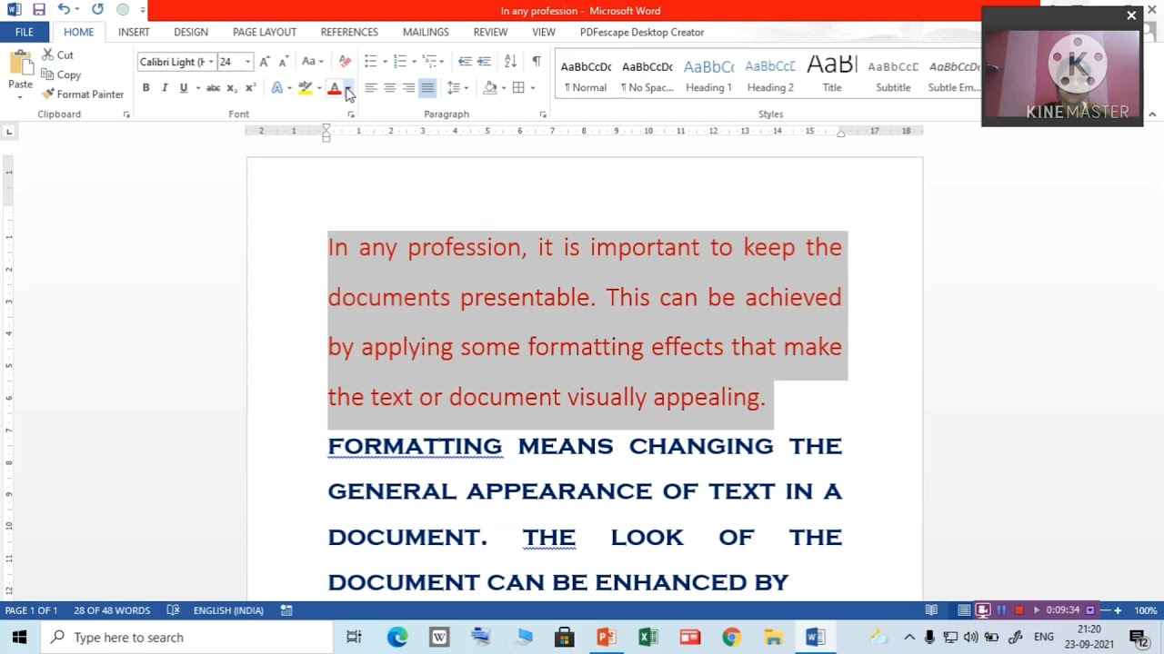 Formatting a document(class-9)
