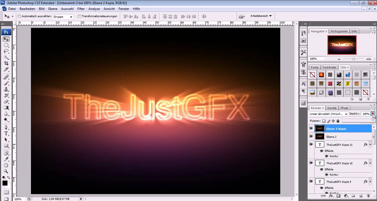 Photoshop Tutorial German/Deutsch - Glühender Text Effekt - Glowing Text Effect
