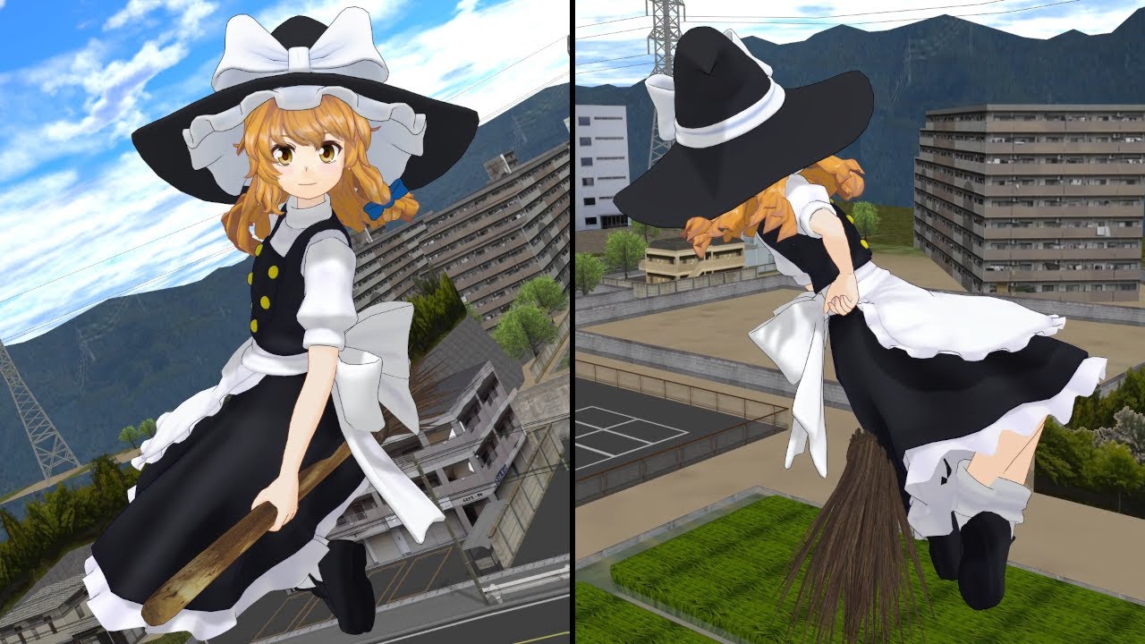 【MMD】魔理沙が空色町(MMDステージ)を紹介する動画（ゆっくりボイス）