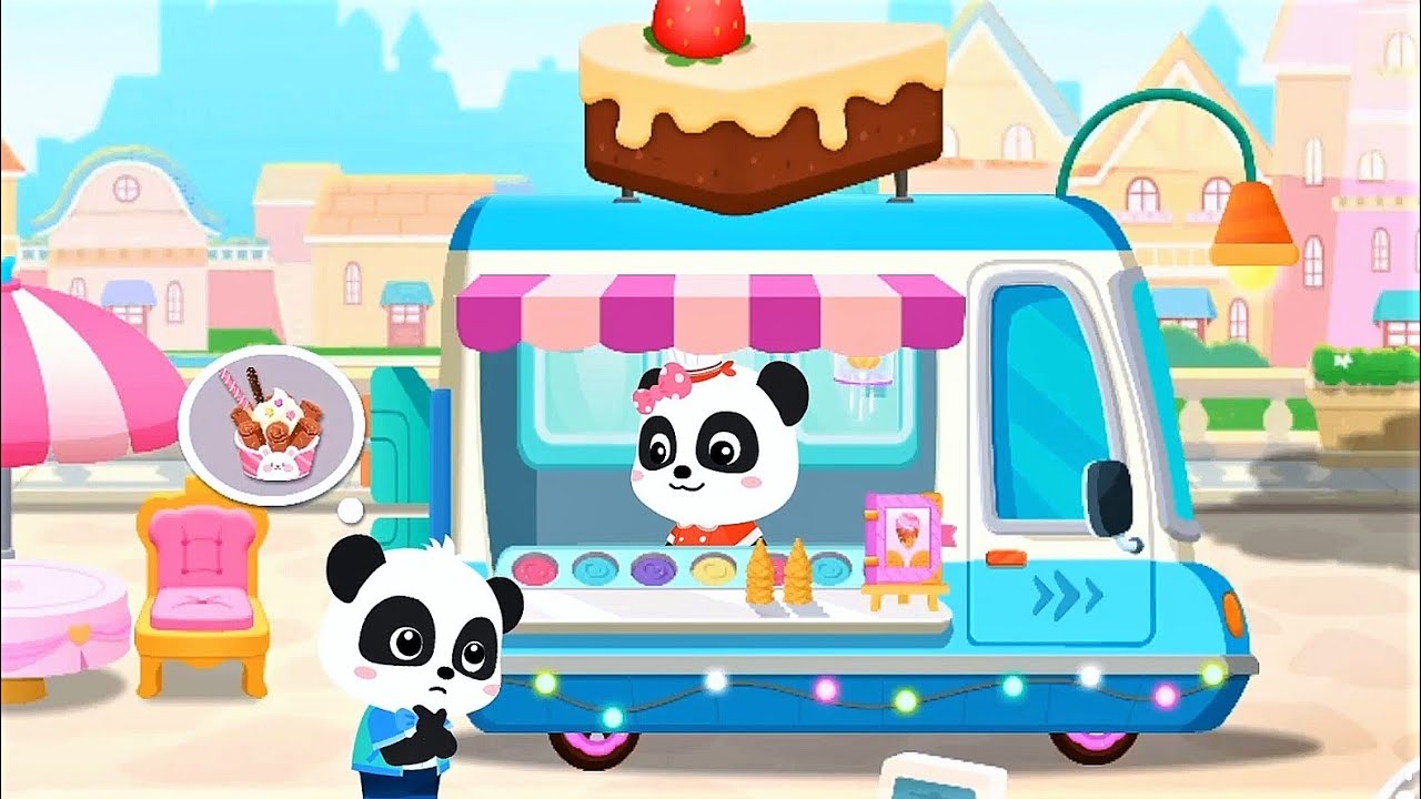 Play Ice Cream Truck - Making Creative Desserts Ice Cream & Cake Decoration - BabyBus Gameplay Video