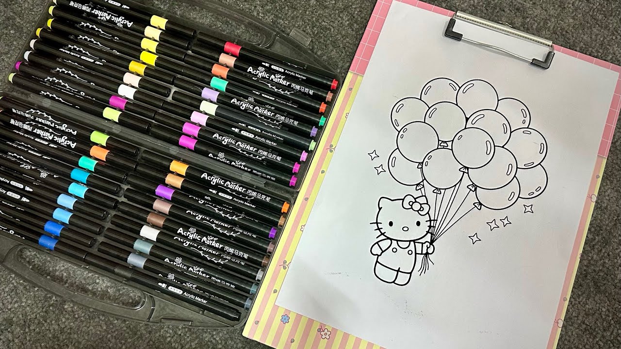 🌈Coloring ASMR Cute Kitty 🥰 RELAXING MARKER