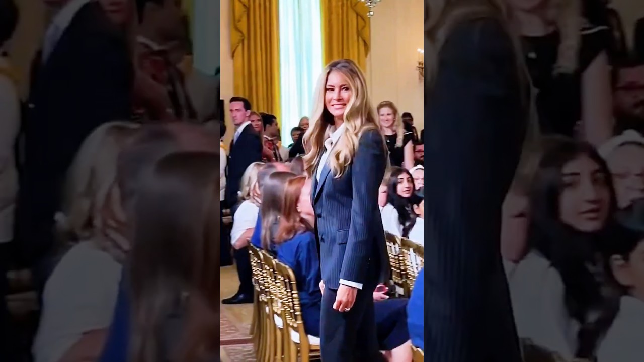First Lady Melania Trump waves goodbye to students✨