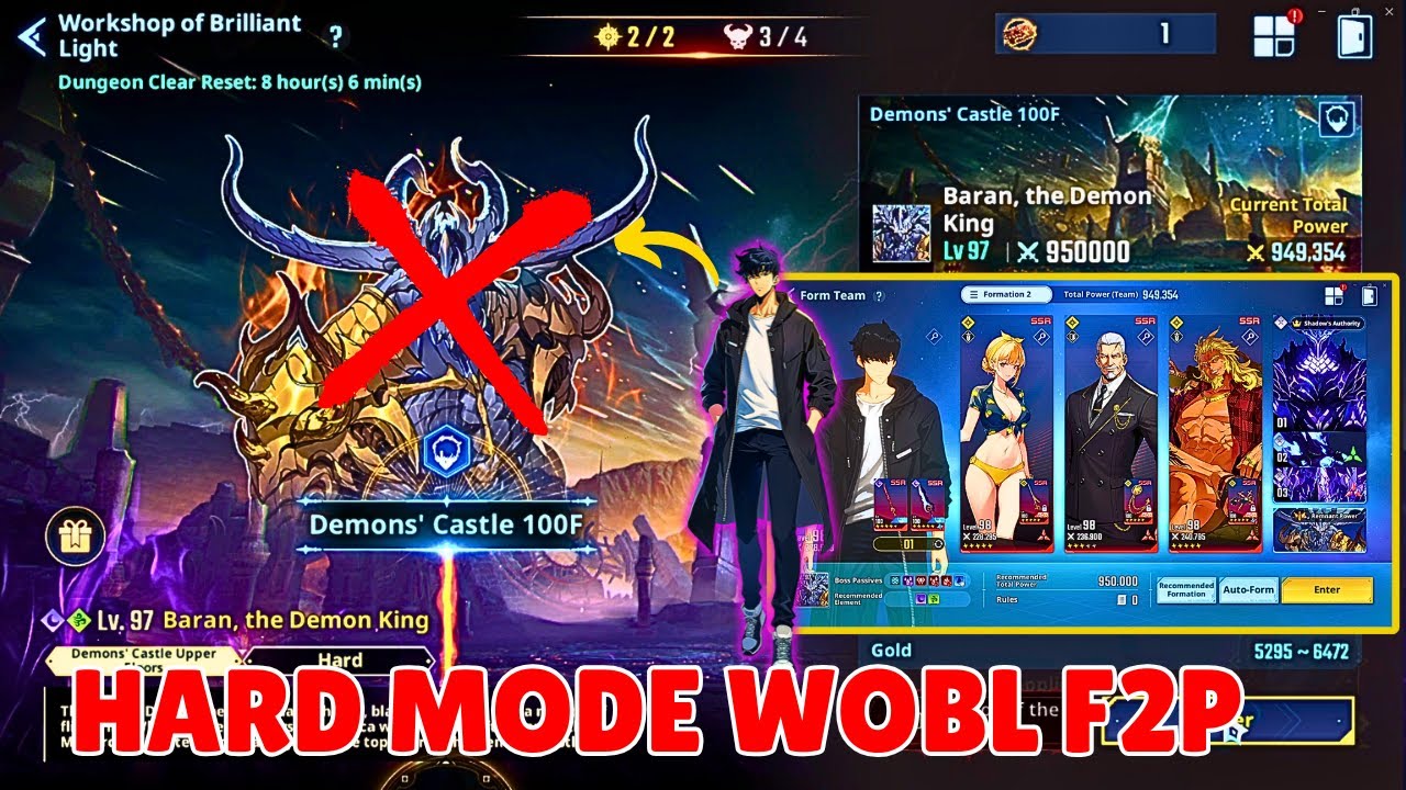 FINALLY CRUSHED HARD MODE BARAN WOBL F2P [Solo Leveling: Arise]