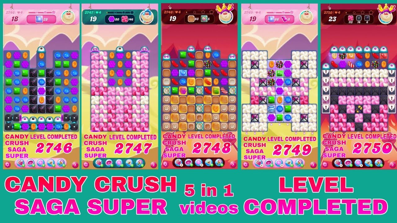 CANDY CRUSH SAGA SUPER || LEVEL COMPLETED || GAME PLAY CANDY VIDEO || 5 in 1videos
