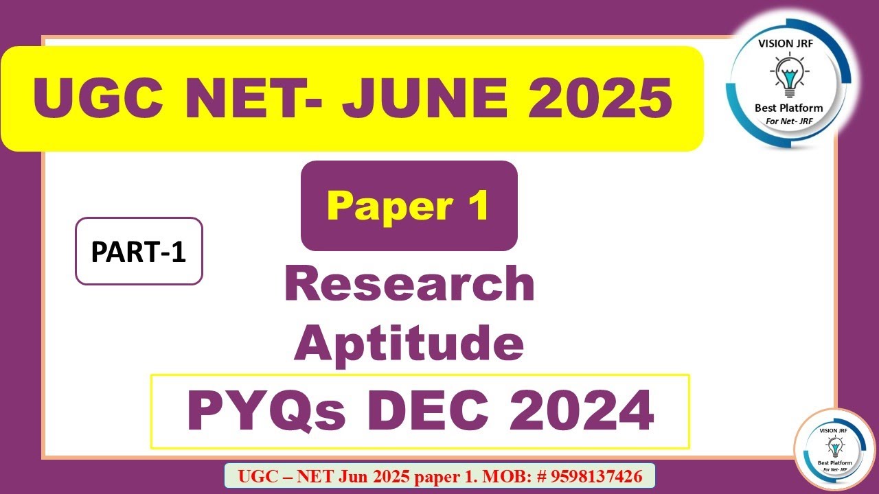 UGC NET JUNE 2025 PAPER 1 || Research Aptitude PYQs DEC 2024 || By Sadique Sir