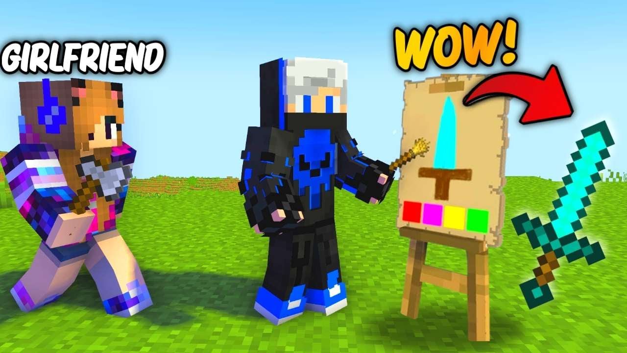 Speedrunner VS Hunter With my Girlfriends But, Whatever i Draw I Will Get It in Minecraft....