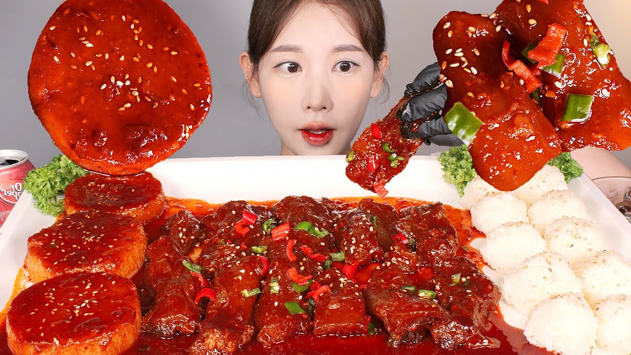 так острый!! Пожаренный сухожий говядины [eating show]mukbang korean food