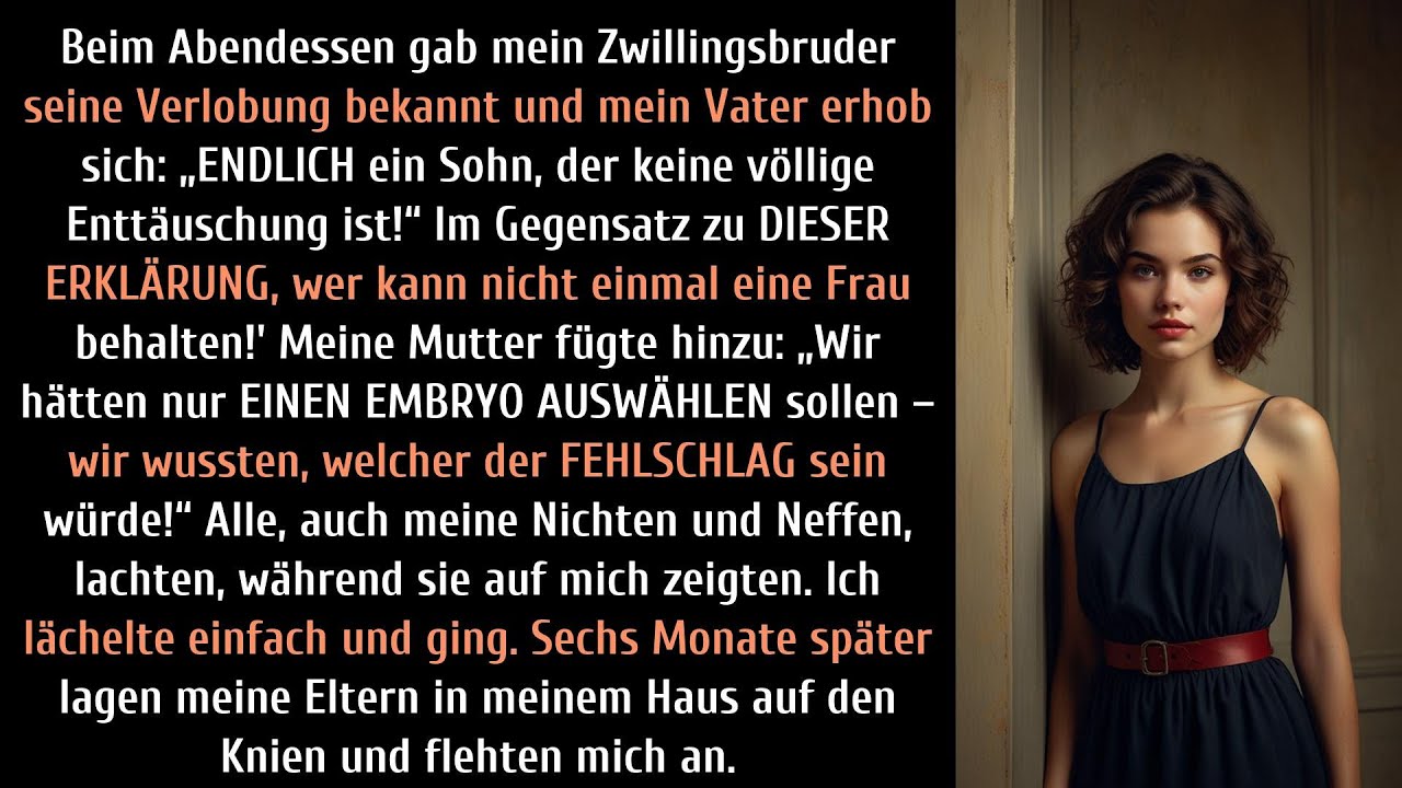 Beim Abendessen gab mein Zwillingsbruder seine Verlobung bekannt und mein Vater erhob sich: „ENDLICH