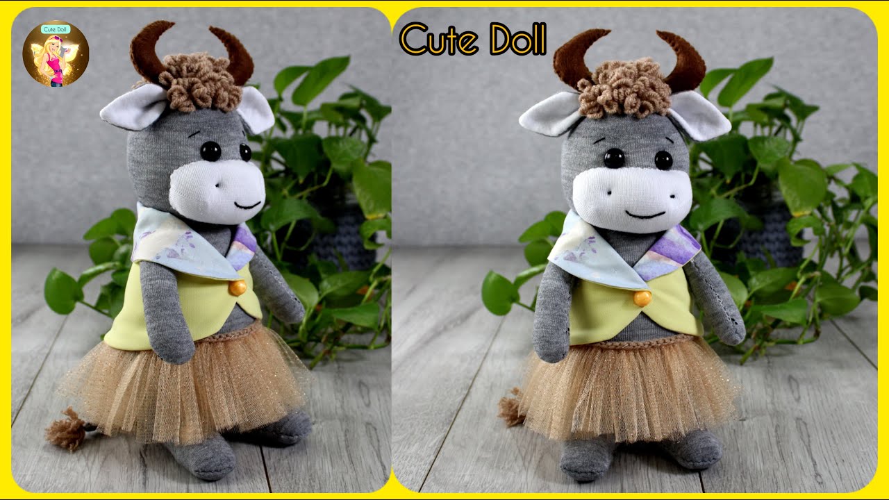 diy animals🐄How to make a sock puppet cow🐮Making stuffed animals with socks#diy #animals #cow