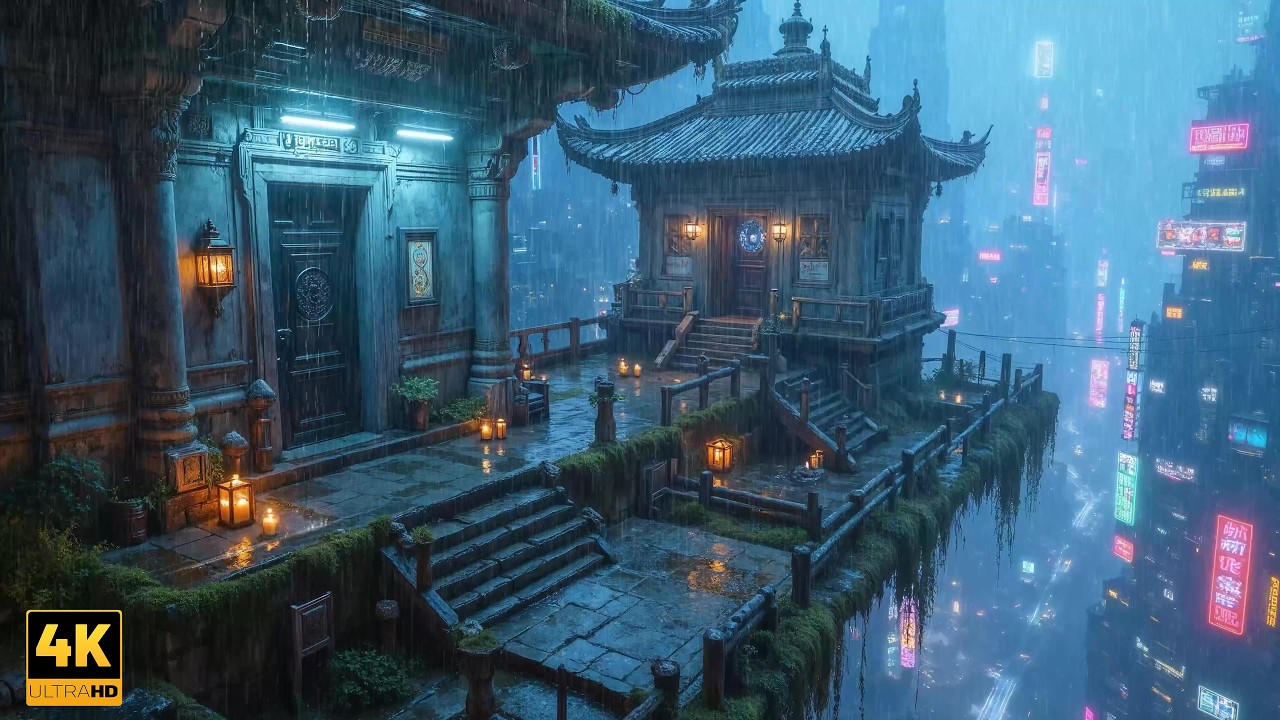 Relaxing Lo-fi Chill with Cyberpunk Rain and Neon City Ambience for Study, Sleep, Deep Relaxation