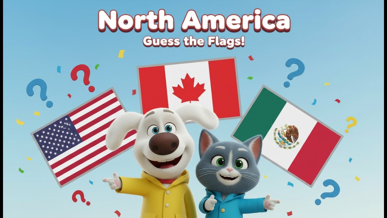 North America Flags Song | Kids Song with Dog&Cat #preschool #kidslearning #cartoon #flag #kidssong
