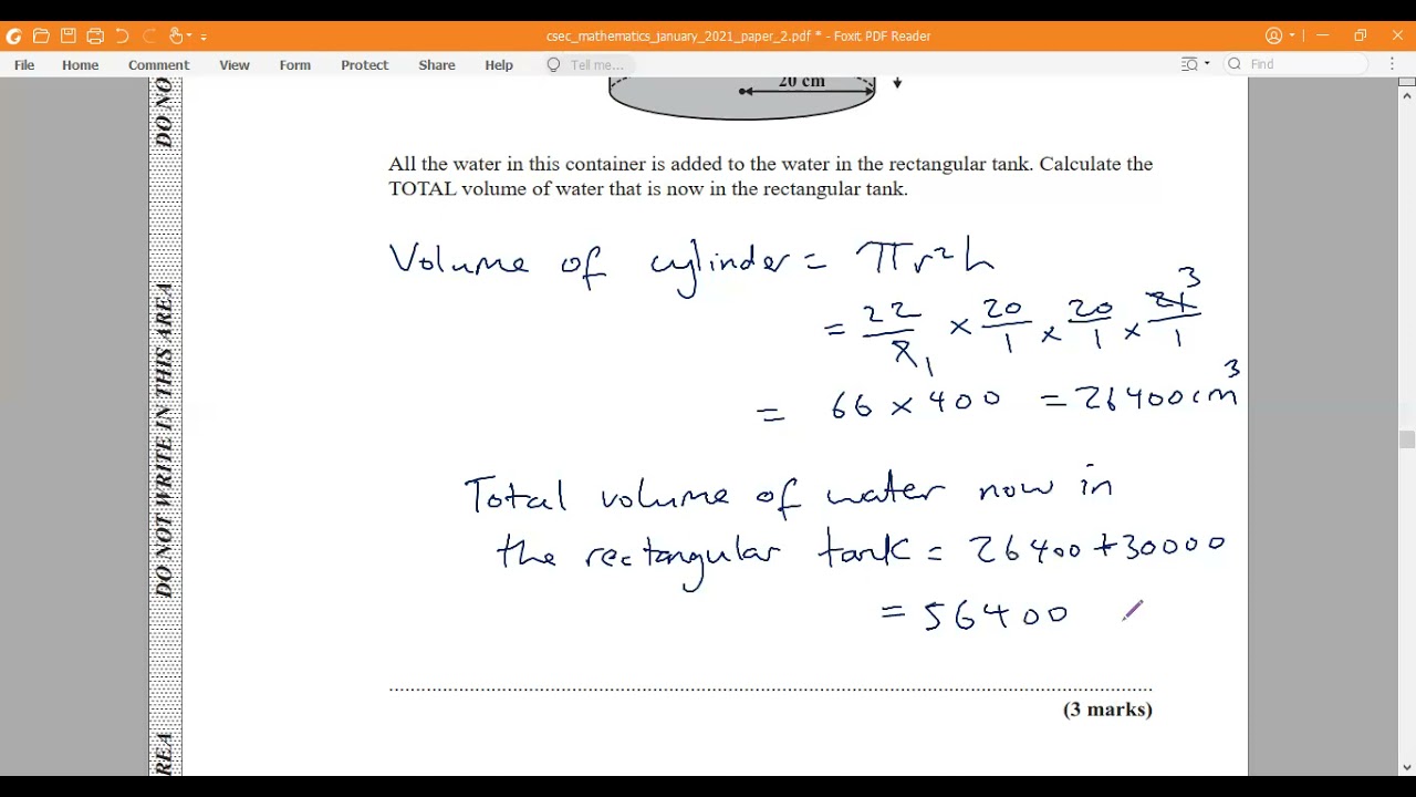 CSEC maths january 2021 paper 2 number 6