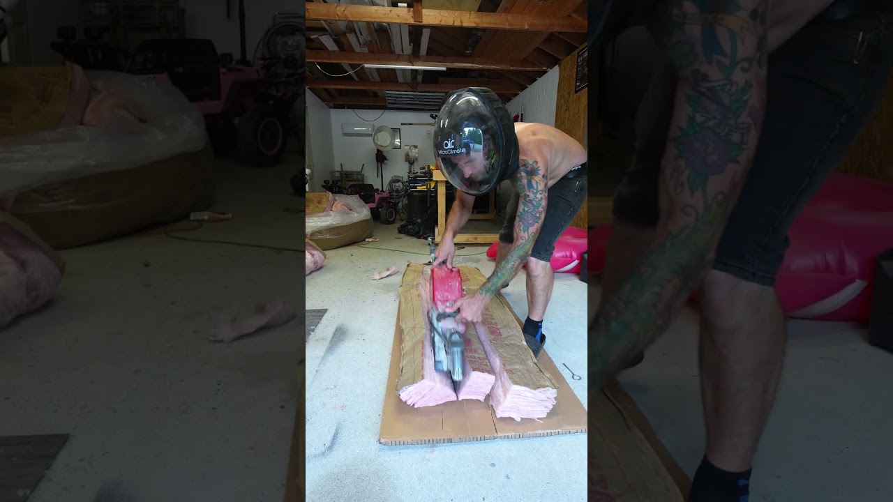 super fast way to cut insulation! another pro tip! #diy #homeimprovement #constructionchannel
