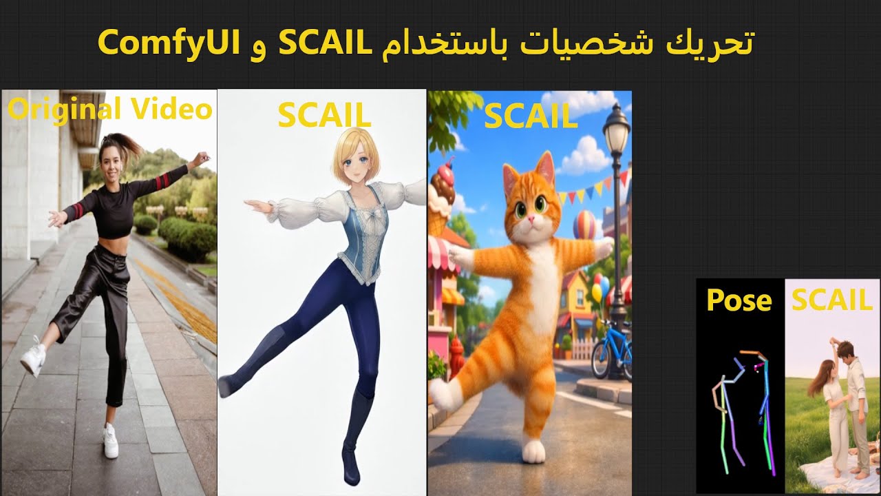 شرح SCAIL في ComfyUI: تحريك عدة شخصيات ومقارنة مع SteadyDancer | أفضل موديل للأنيميشن