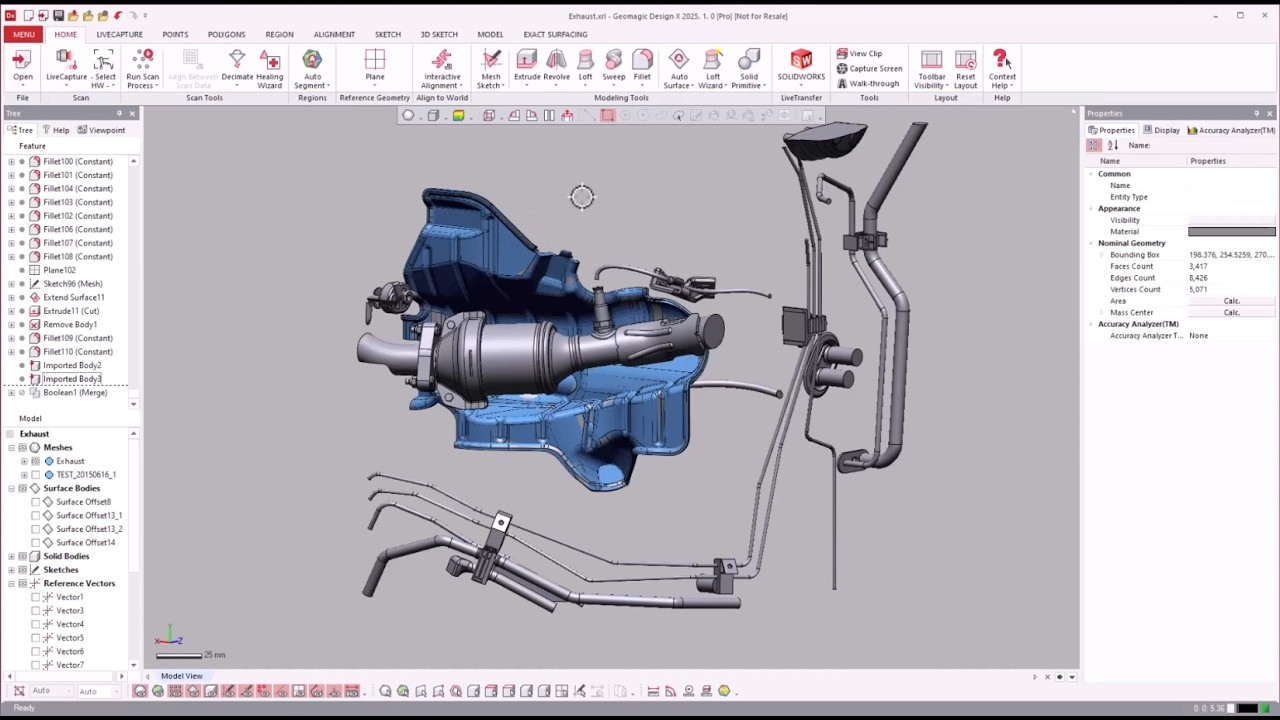 Reverse Engineering an Automotive Exhaust System | Geomagic Design X