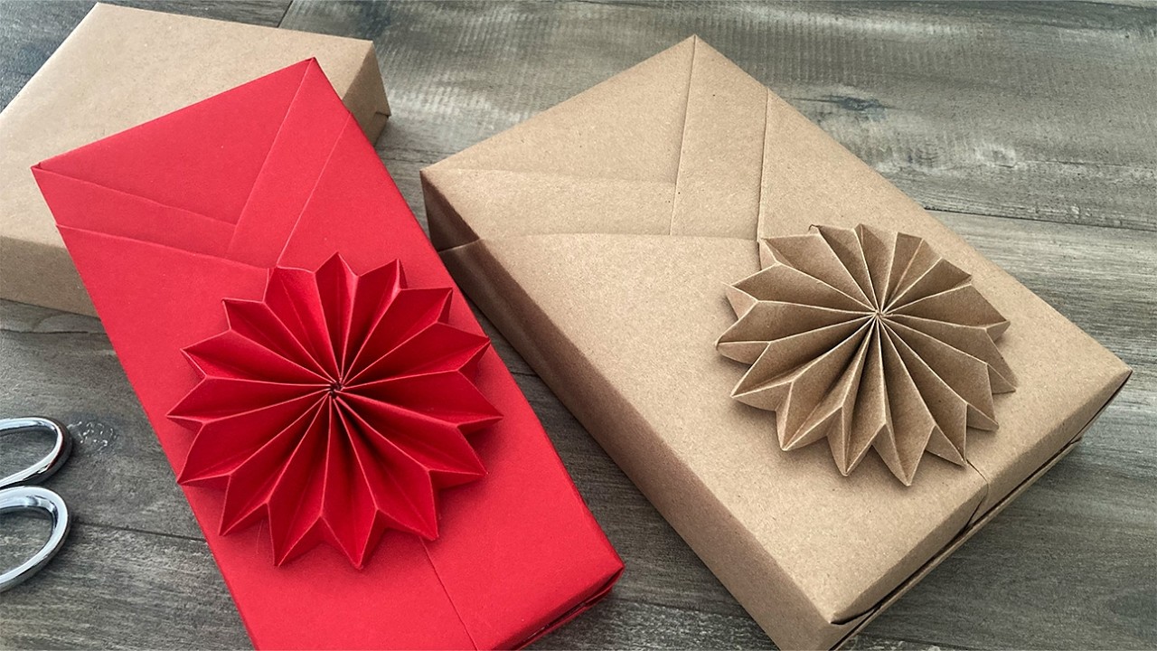 Kimono Gift Wrapping + Easy Paper Rosette Topper