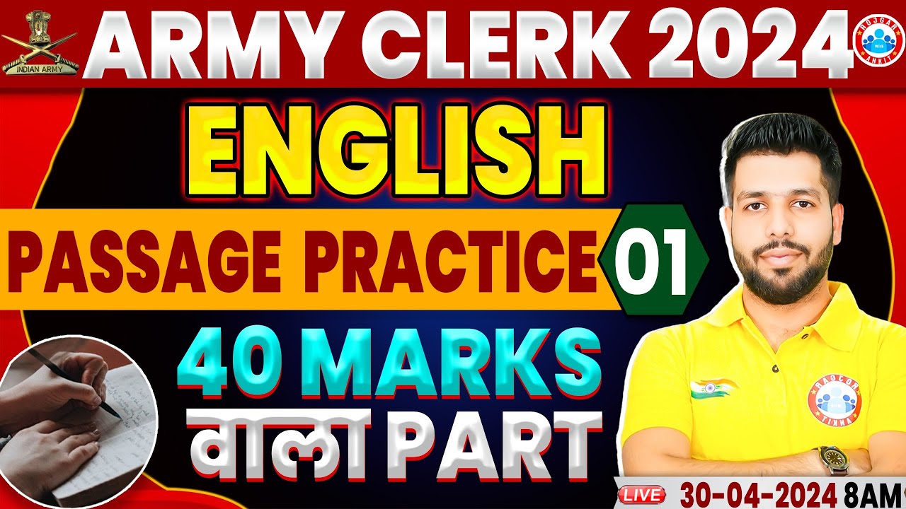 Army Clerk 2024 | English Passage Practice Set #01 | Army Clerk English | English By Anuj Sir