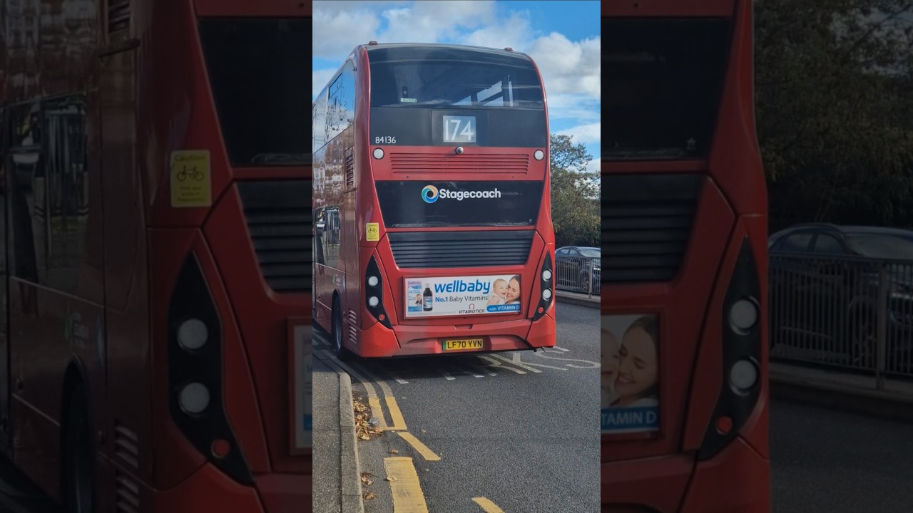 Soon to be withdrawn, LF70YVP 84138 BYD Enviro 400 EV City on route 174 leaving Rom Valley Way
