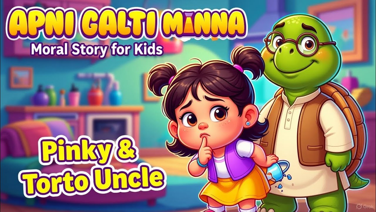  Moral Story for Kids in Hindi | Apni Galti Manna l Pinky & Torto Uncle l Cartoon story for kids l