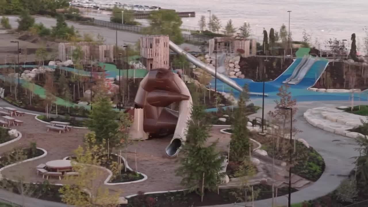 Drone video over Ralph C. Wilson Jr. Centennial Park
