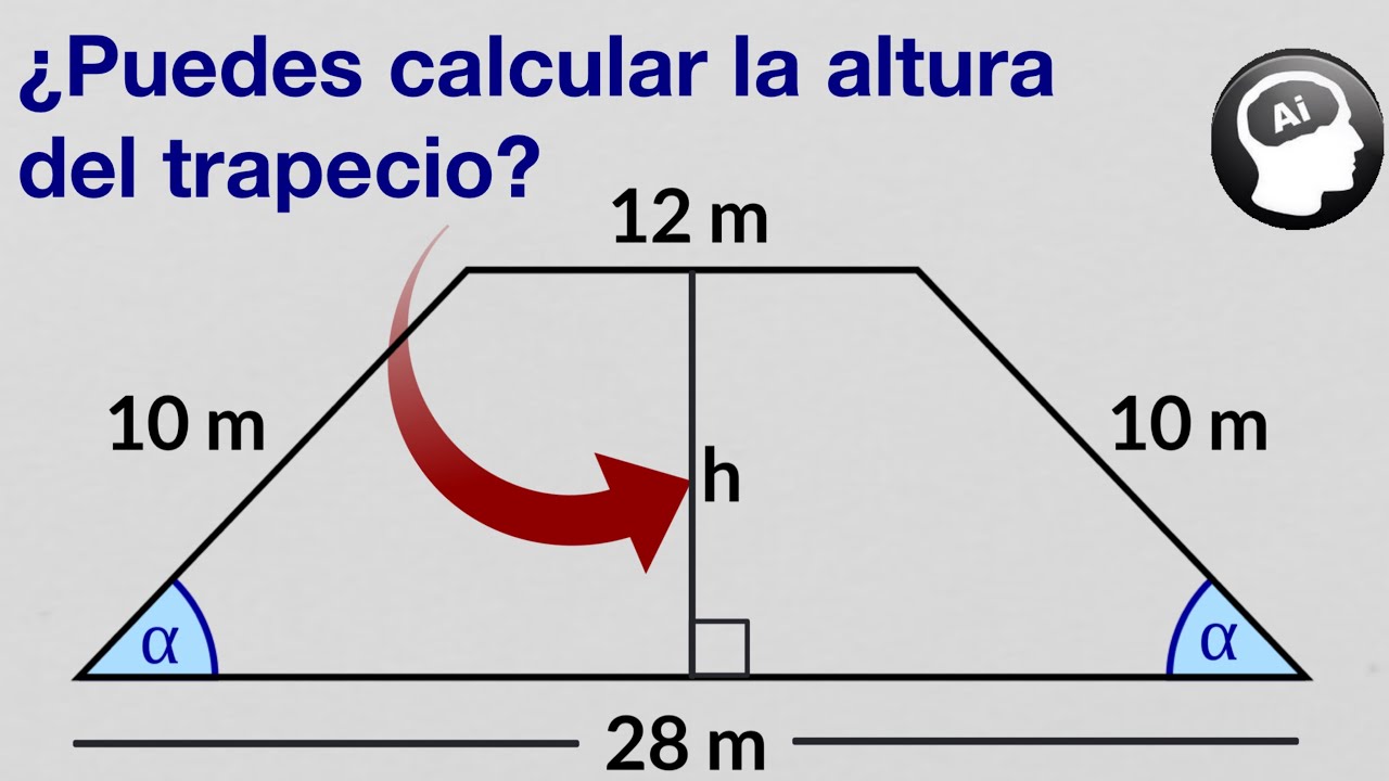 Calcular la altura del trapecio isosceles cuyos lados miden 10, 12 y 28 (Teorema de Pitágoras)