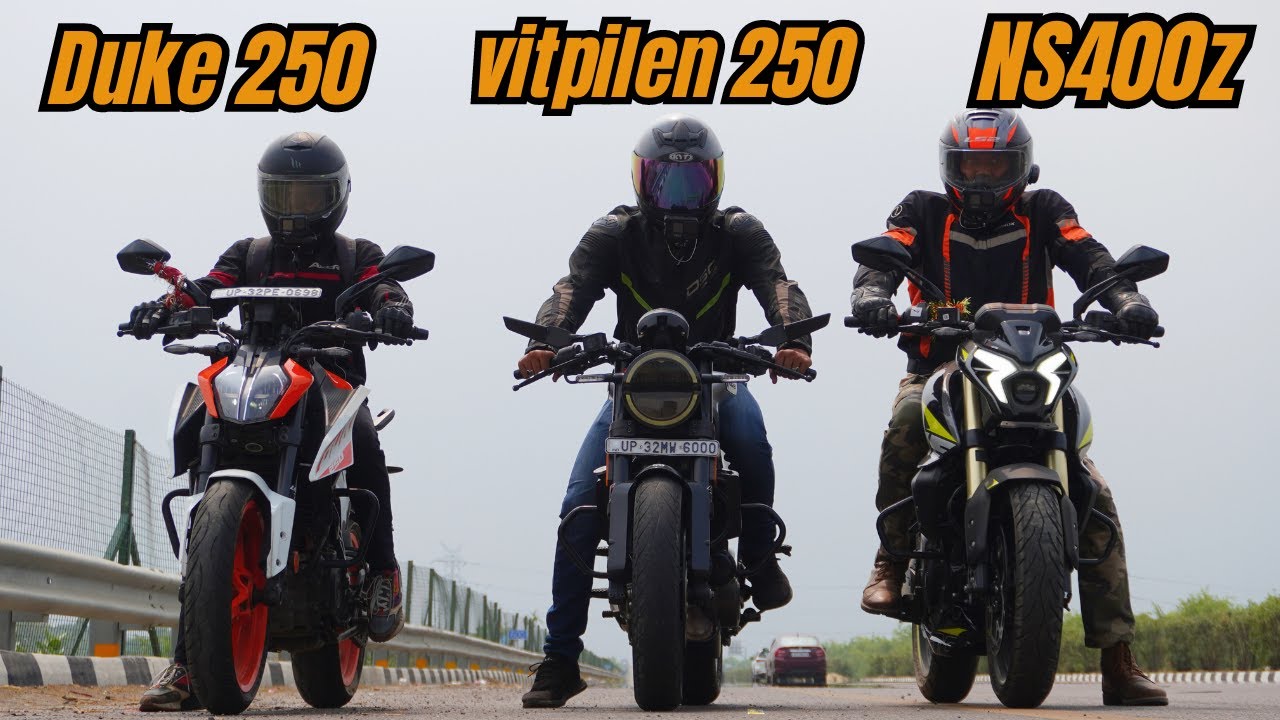 NS400z vs KTM Duke 250 vs Husqvarna Vitpilen 250 Drag Race