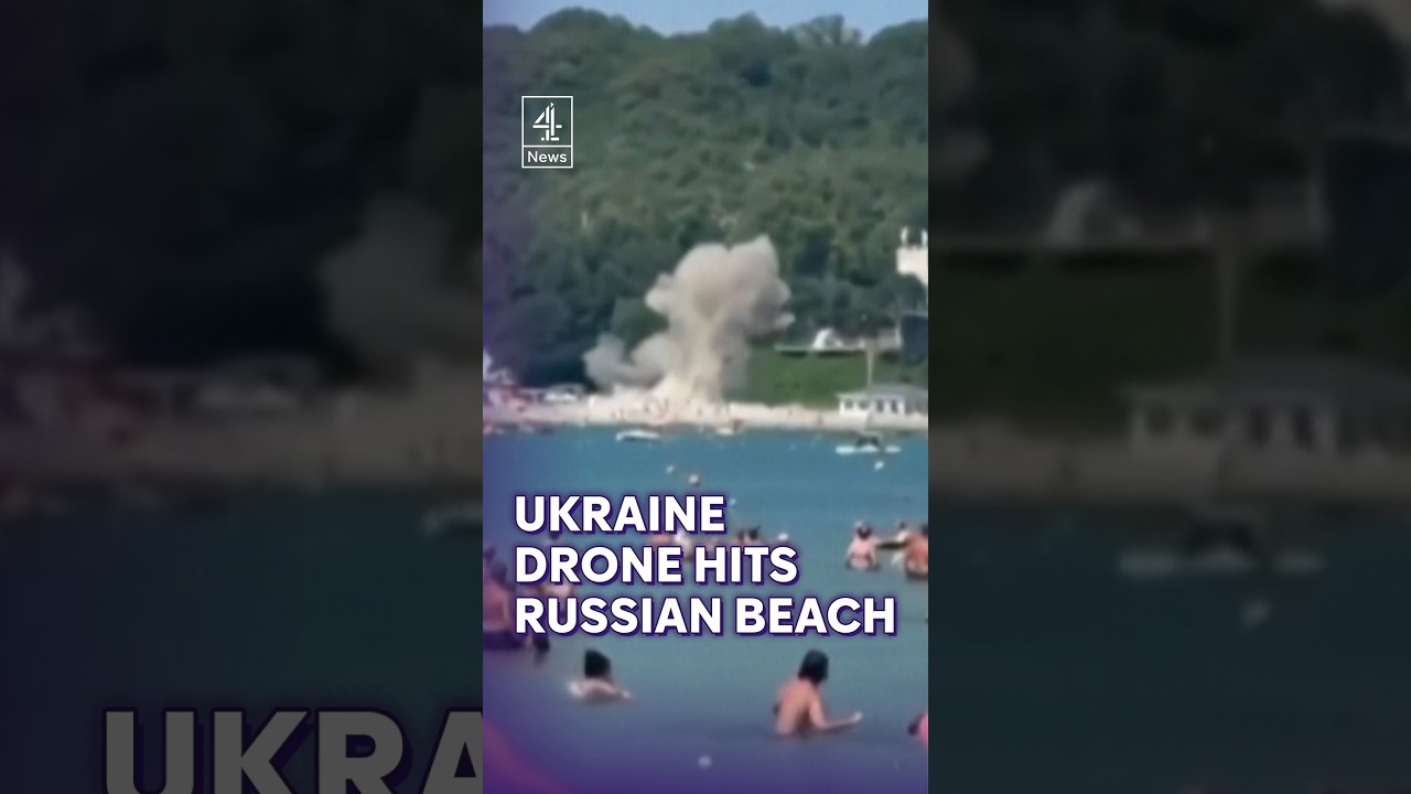 Ukraine drone hits Russian Beach