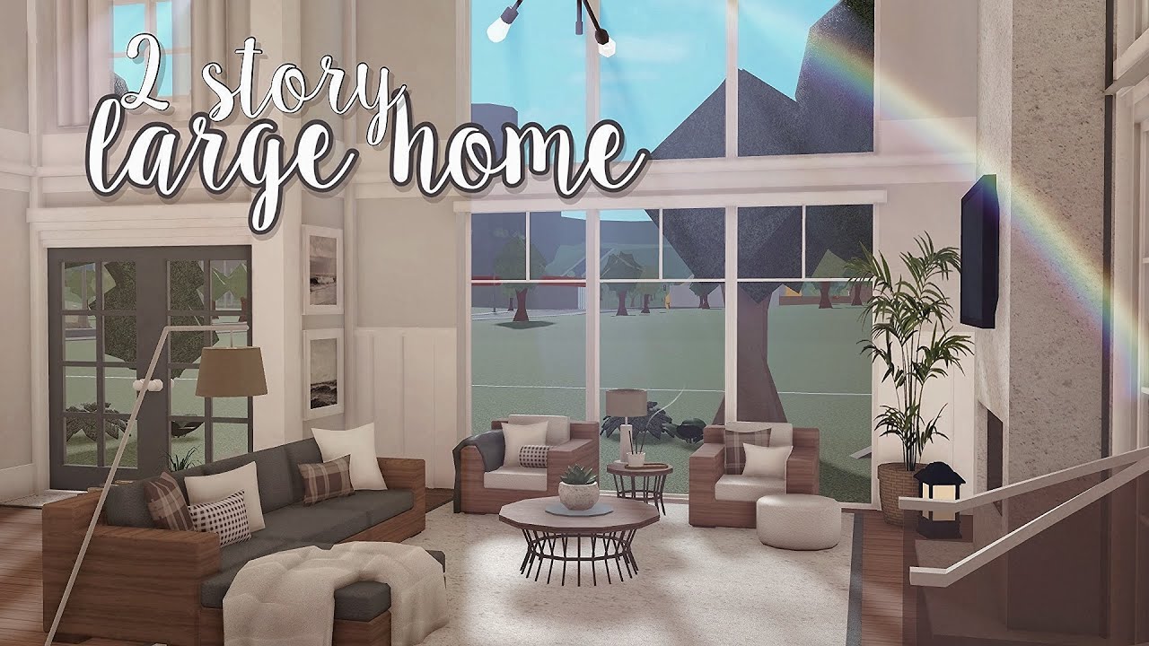 2 story large family home (full tour + interior) ୨୧ | bloxburg speedbuild | luminto