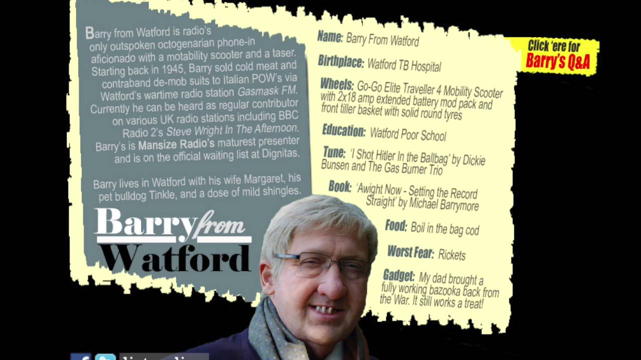 Barry from Watford & Iain Lee. "Mudflaps, Mrs Jackson!? Mudflaps!?"