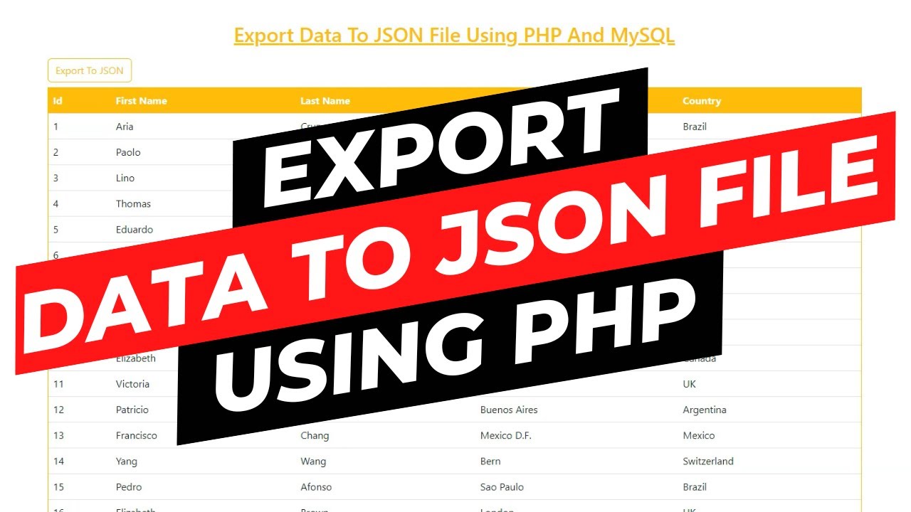 Export data to JSON File using PHP and MySQL