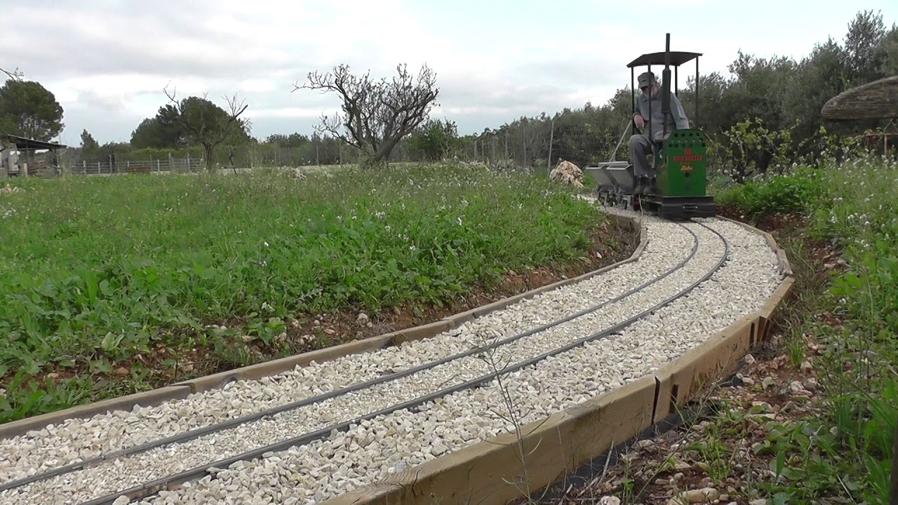 Auto Trolley drives the complete circuit of the Almond Blossom Railway, Gata De Gorgos, Spain,2015