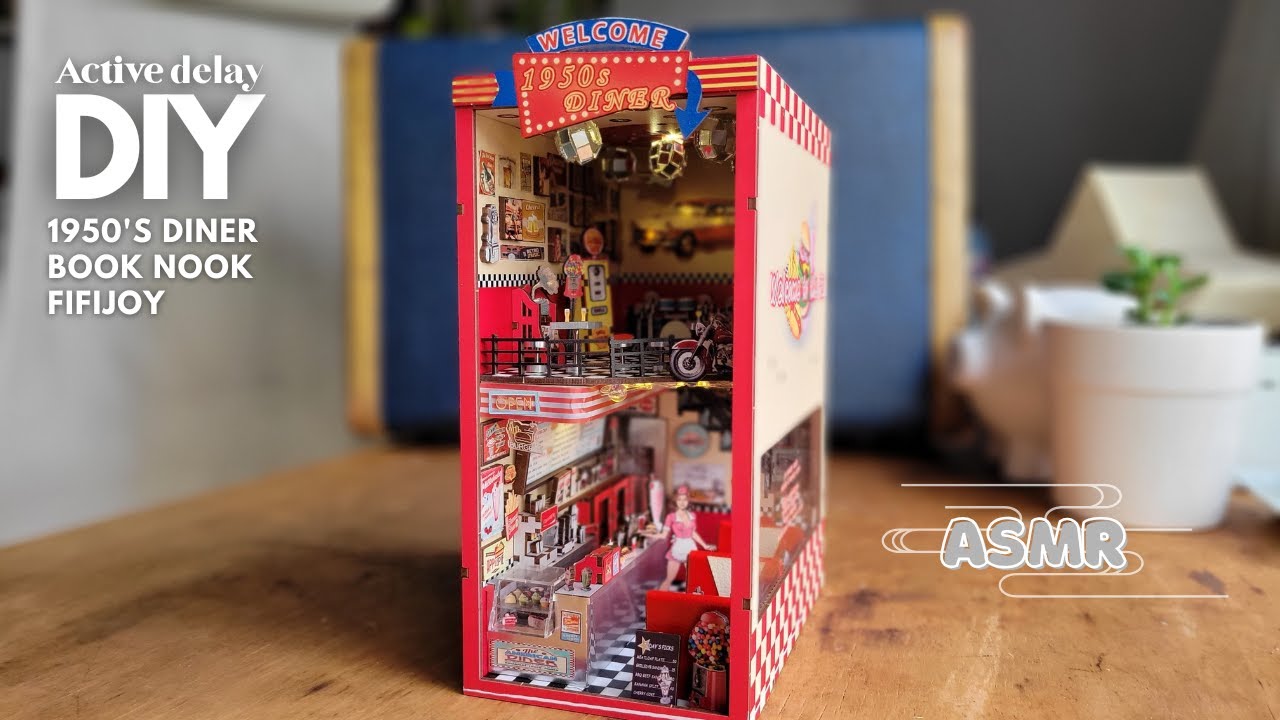 Building 1950's Diner Book Nook | ASMR Wood Assembly + LED Lights | No Talking Satisfying Build
