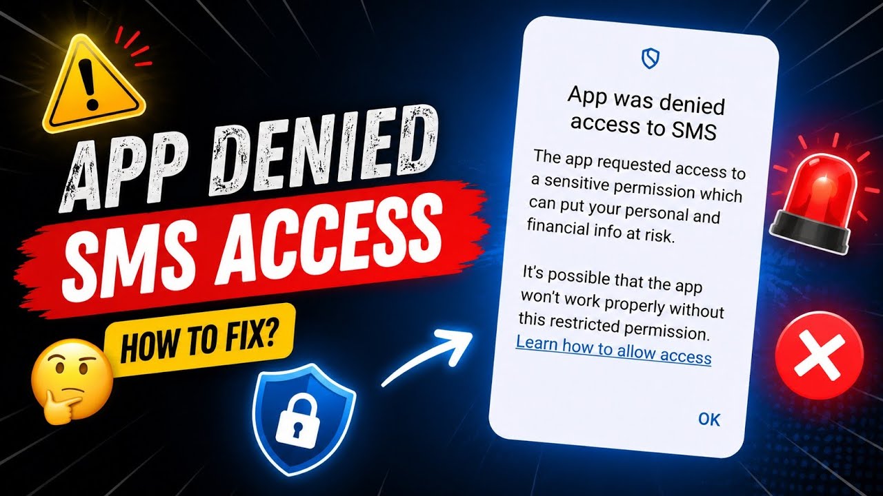 How to fix App was denied access to sms | App was denied access to sms problem kaise thik kare 