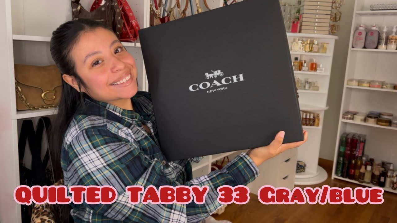 Распаковка коуча! 🥰 Стёганый полосатый 33 в сером/синем цвете 👽💙@coach