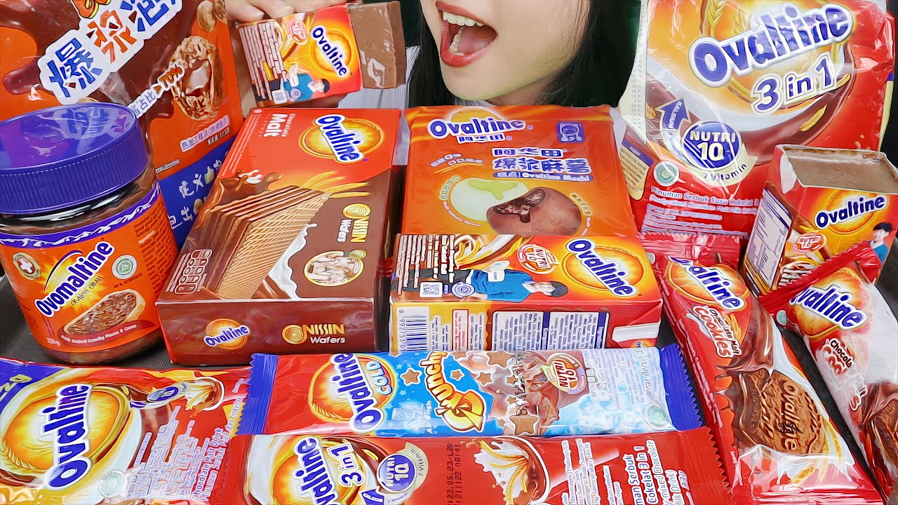 ASMR OVALTINE PARTY (ALL VARIANT) OVALTINE ICE CREAM, OVALTINE PUDDING, MOCHI, OVOMALTINE, COOKIES 🍪