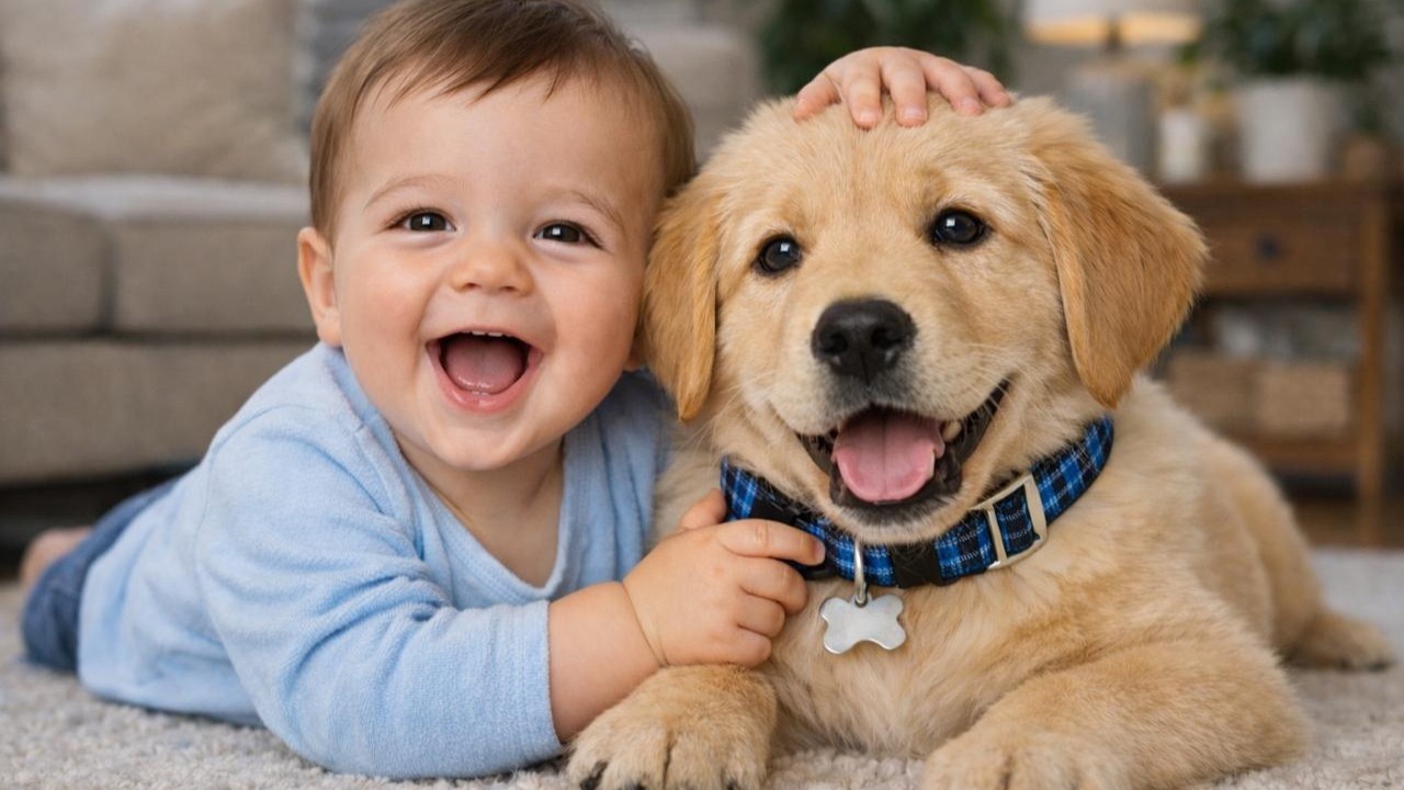 Baby & Puppy Play Time 🐾 | Cute Rolling Energy 🤍 | Lovely Moments💖
