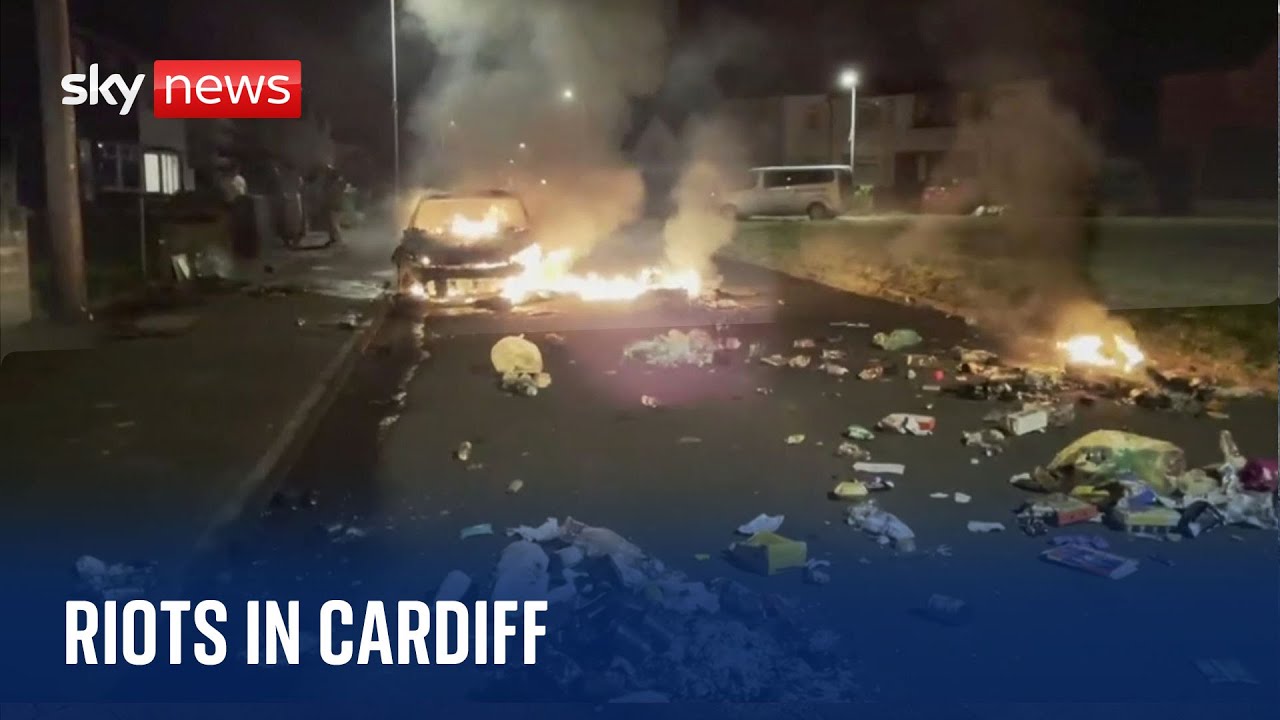 Cardiff: Cars set alight and fireworks thrown at police in riot at crash scene